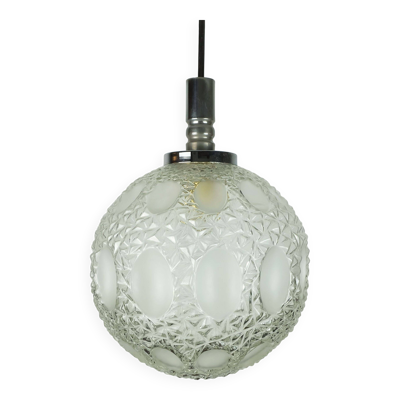 Lustre du milieu du siècle Richard Essig en verre structuré et chrome des années 1960-70.