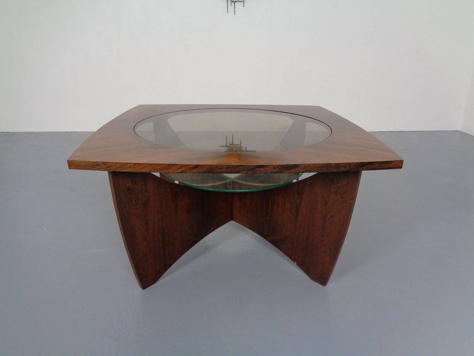 Vintage rosewood and glass coffee table, Denmark, 1960s
