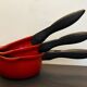 Series of 3 cast iron Le Creuset saucepans