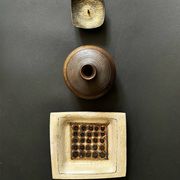 Hammered brass candle holder, brutalist design, 1970s