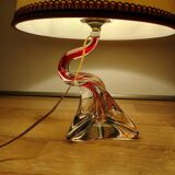 Lampe à poser vintage en verre torsadé