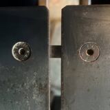 Brutalist design square table in steel