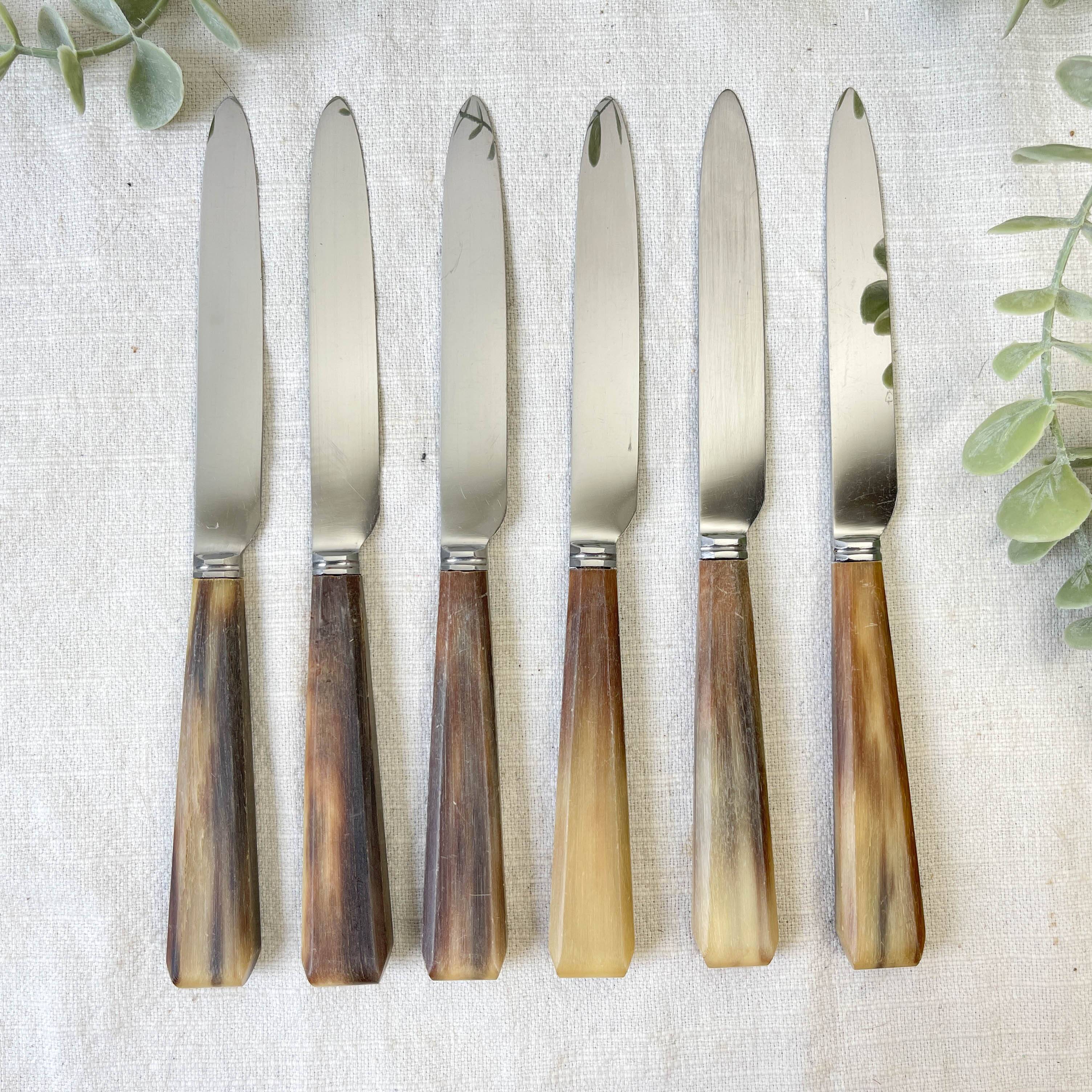 6 Vintage Horn Dessert Knives