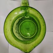 Bubble glass pitcher in the style of Biot or Empoli.