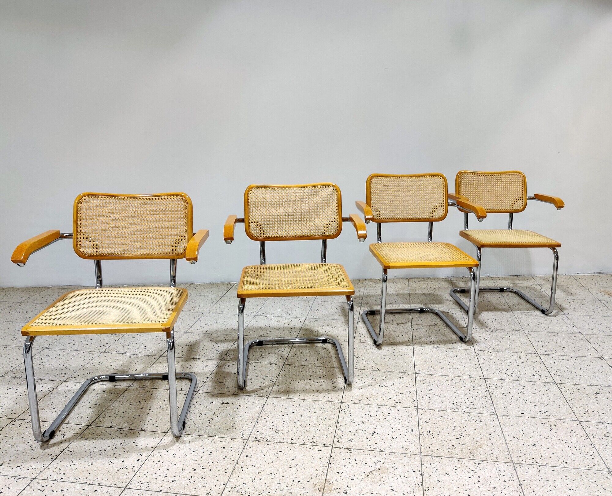 Vintage Marcel Breuer Cesca B64 chairs, made in italy, 1970
