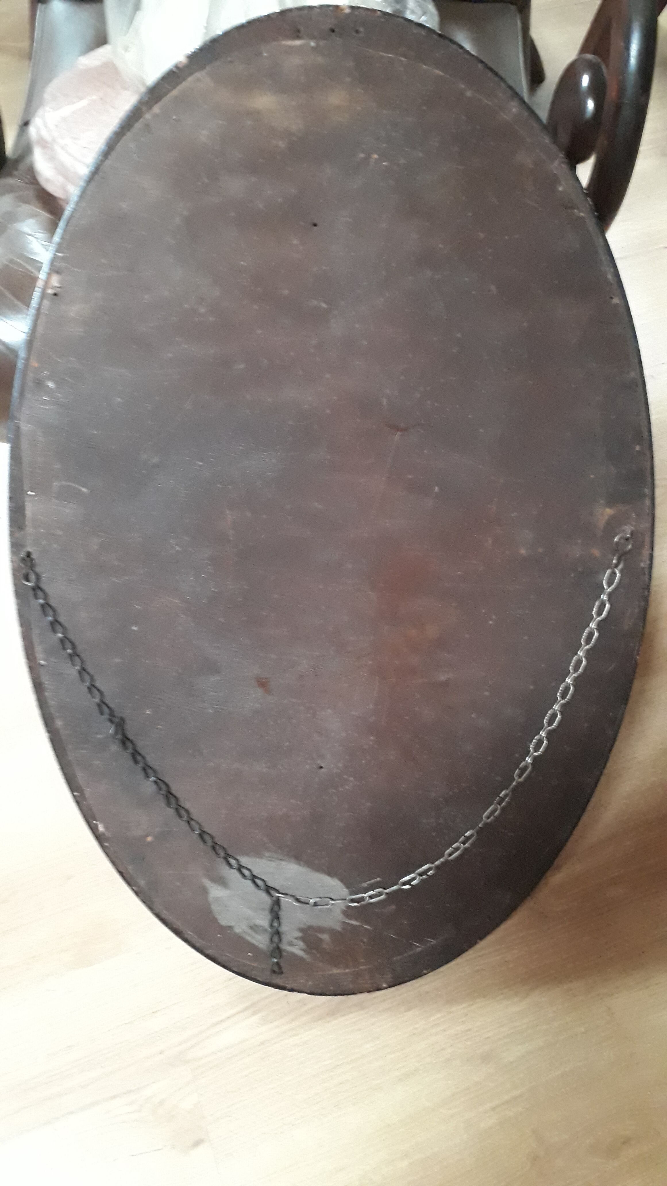 English style oval wooden mirror 79x52cm