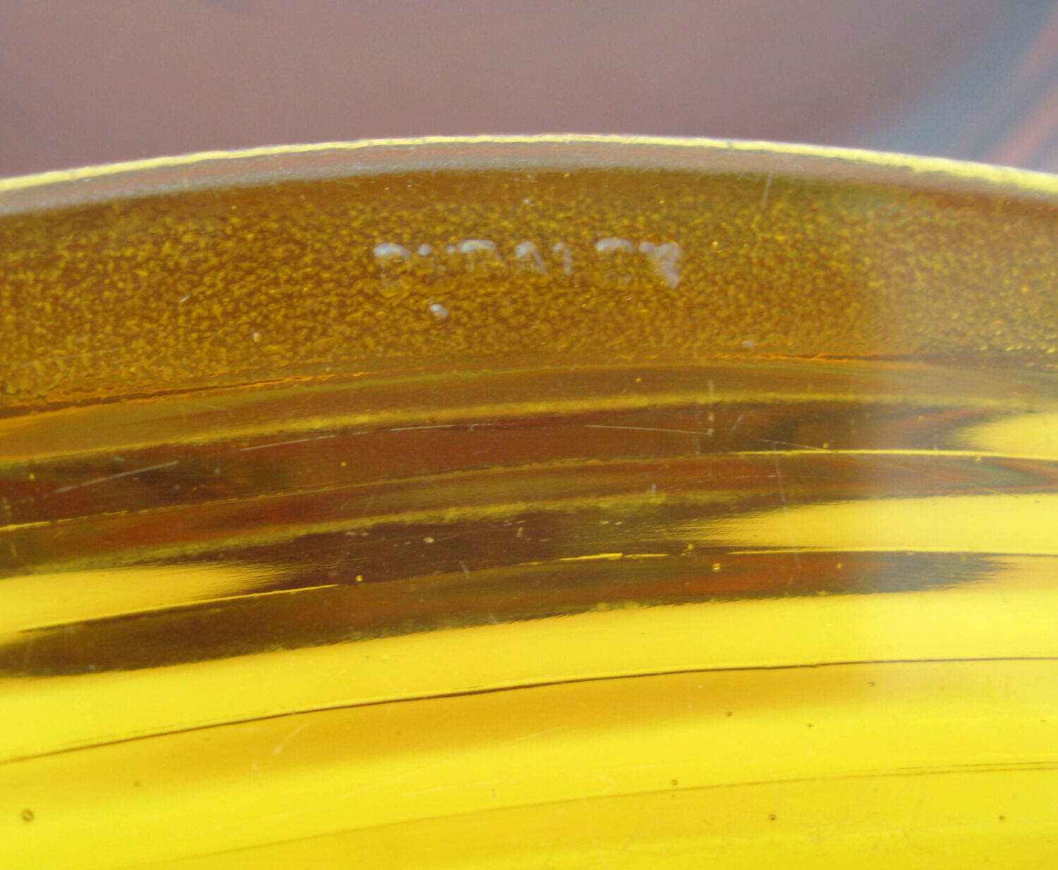 7 flat plates in amber yellow glass - Ondine Duralex France - vintage 70s