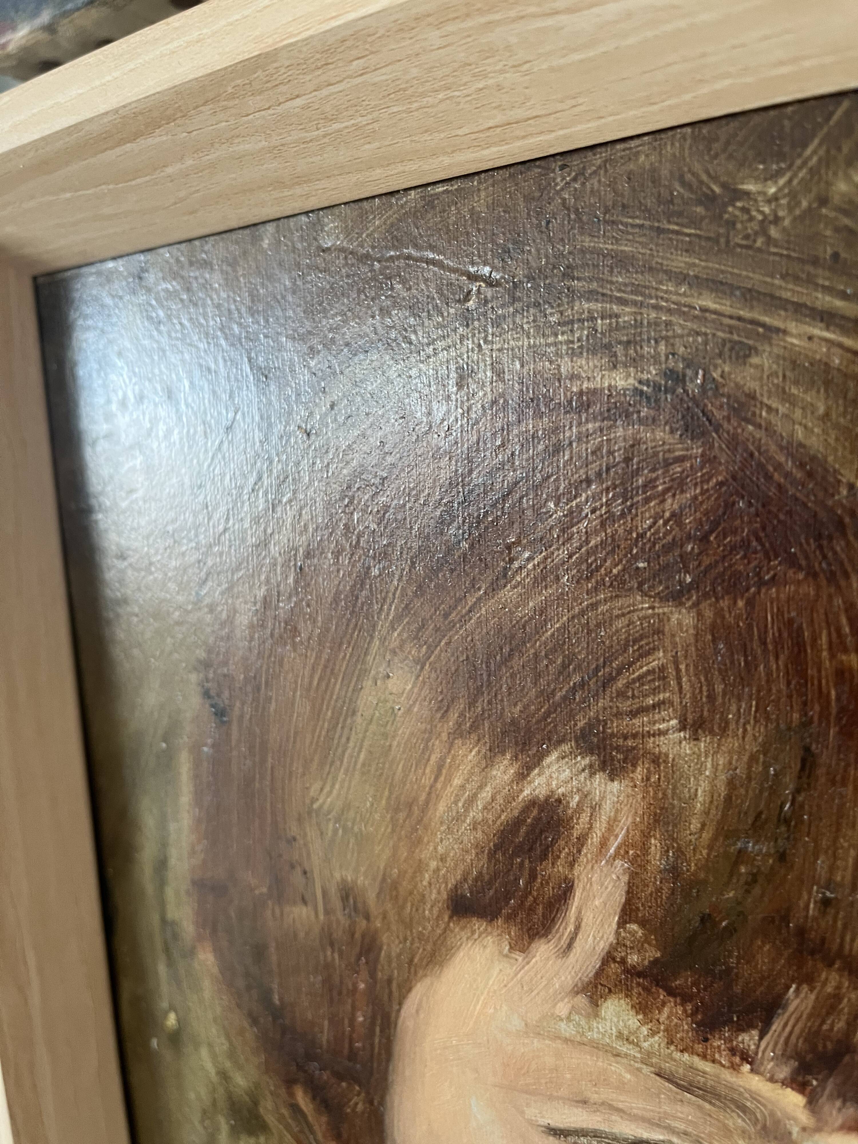 Oil portrait on cardboard