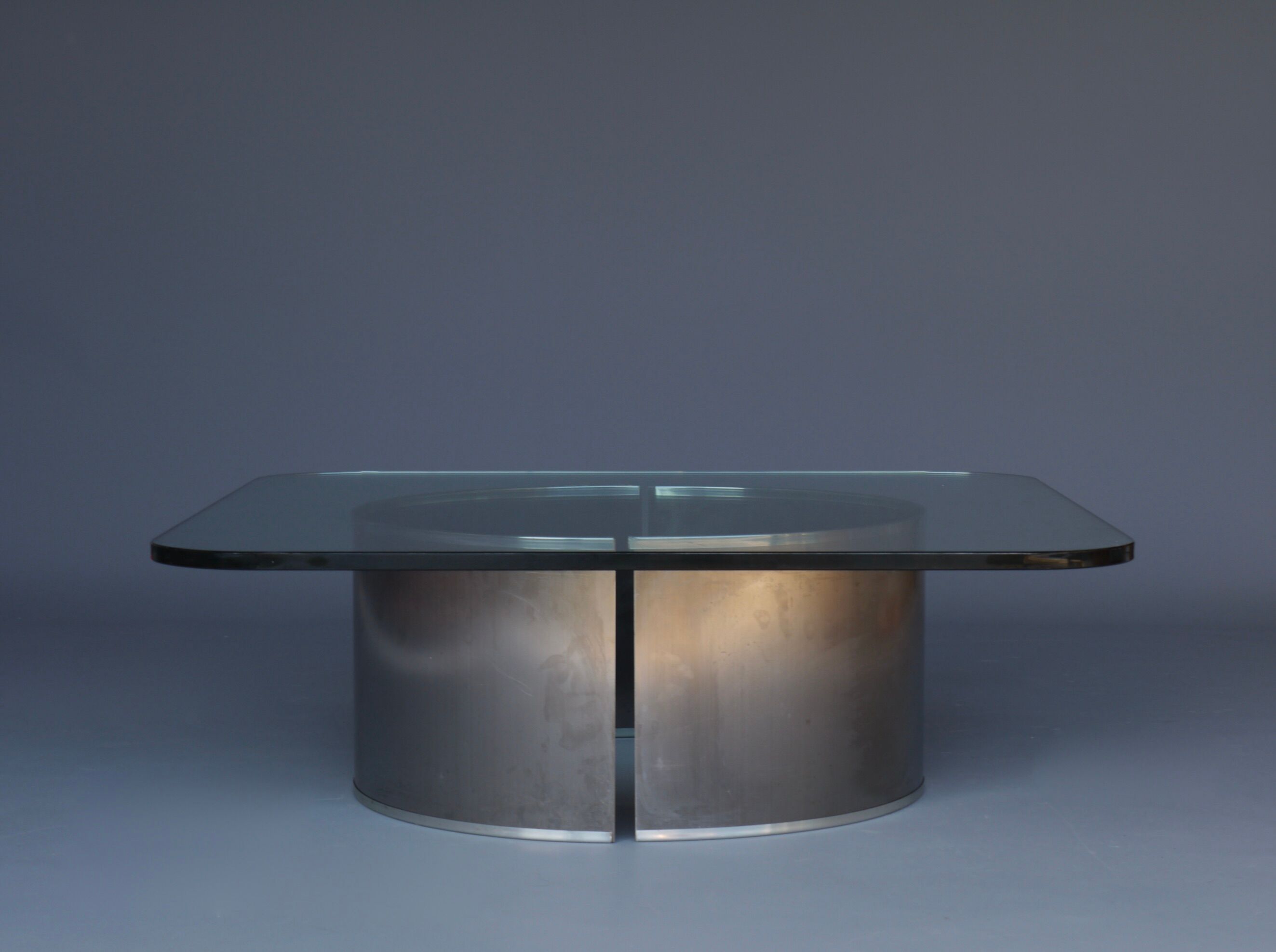 Stainless steel and glass coffee table, 1970s