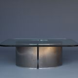 Stainless steel and glass coffee table, 1970s