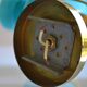 Series of 3 vintage brass and blue opaline wall lamps