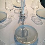 Old embroidered white cotton tablecloth