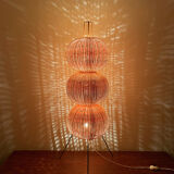 Triple wicker ball floor lamp