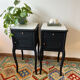 Pair of marble and wood bedside curved feet