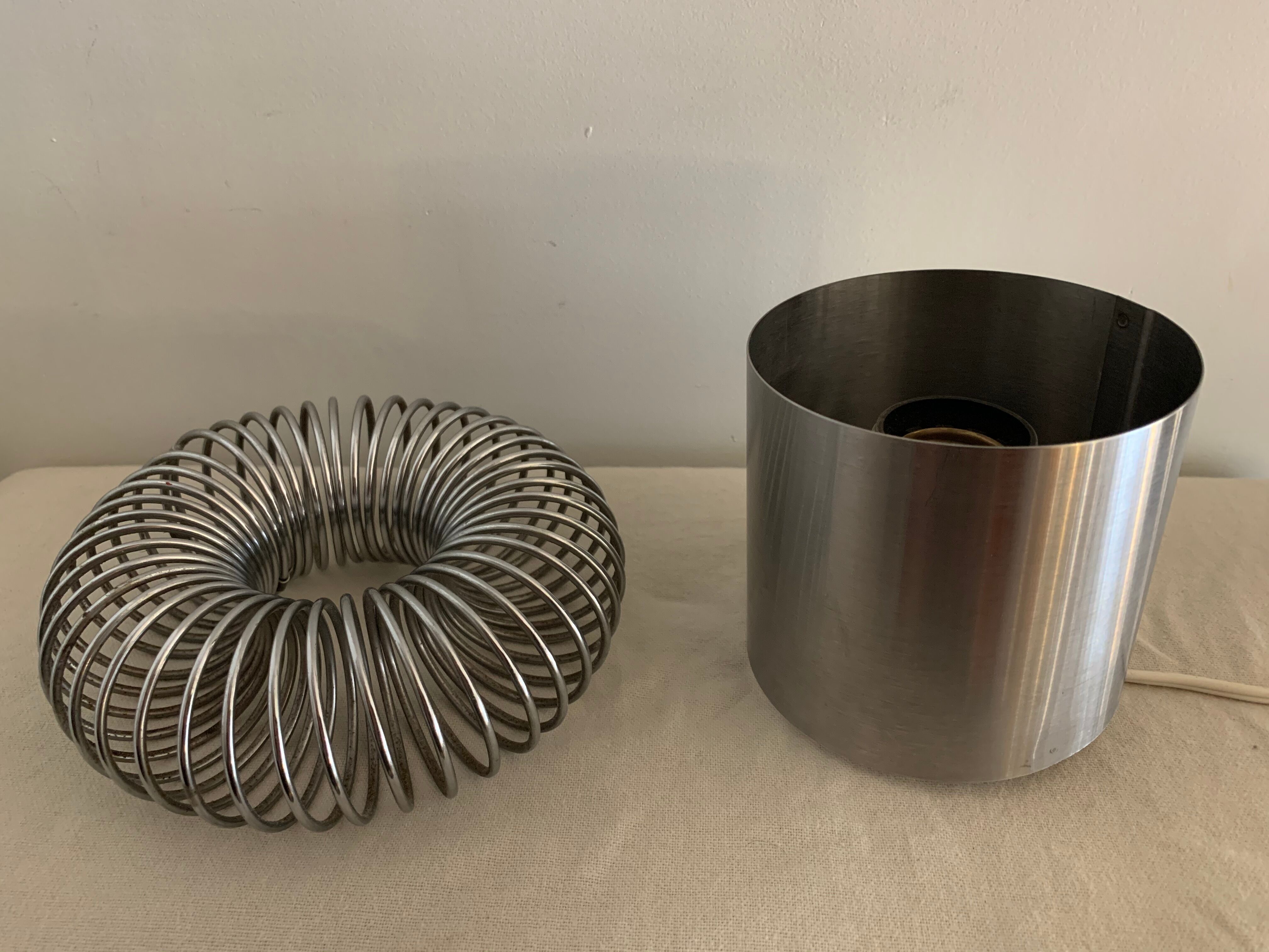 Spring Andrea Lazzari grey stainless spring lamp for Morosini 1970