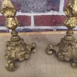 Pair of gilded bronze candle holders