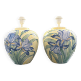 Paire de pieds de lampes italiennes décor iris