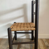 Duo de chaises enfant vintage en corde et bois