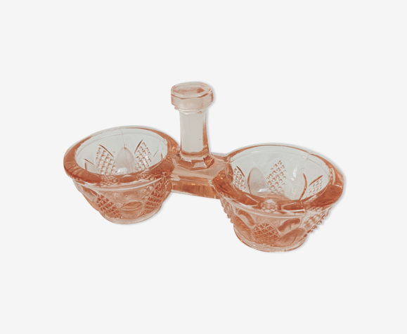 Saleron ancien en verre rose
