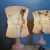 Pink alabaster lamps from the 60s (X2)