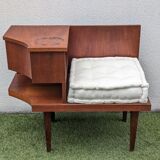Vintage 1960s teak telephone hall bench