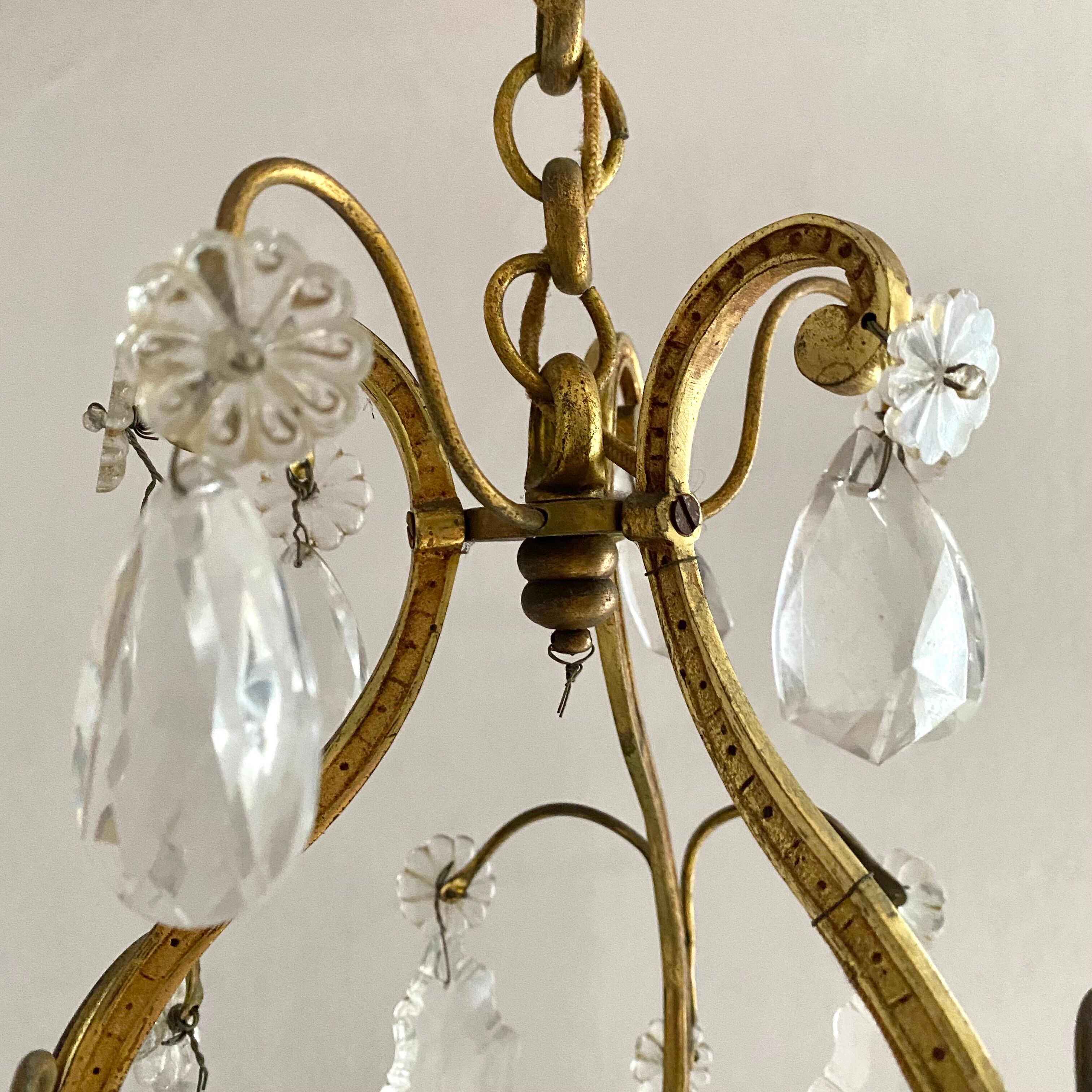 Lustre ancien pampilles en verre de murano