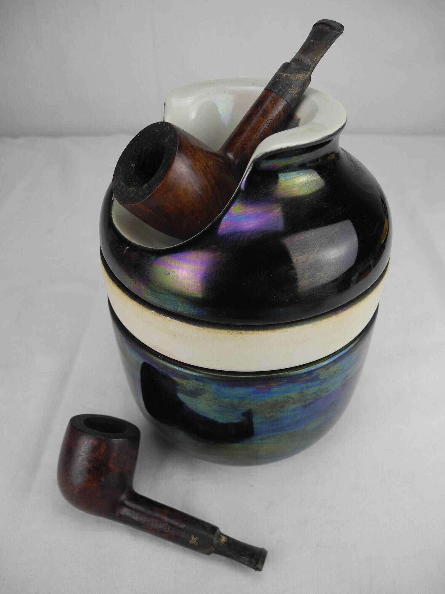 Old tobacco pot pipe holder ceramic vintage french tobacco pot 60s