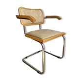 Cesca b64 armchair in beige skaï Marcel Breuer
