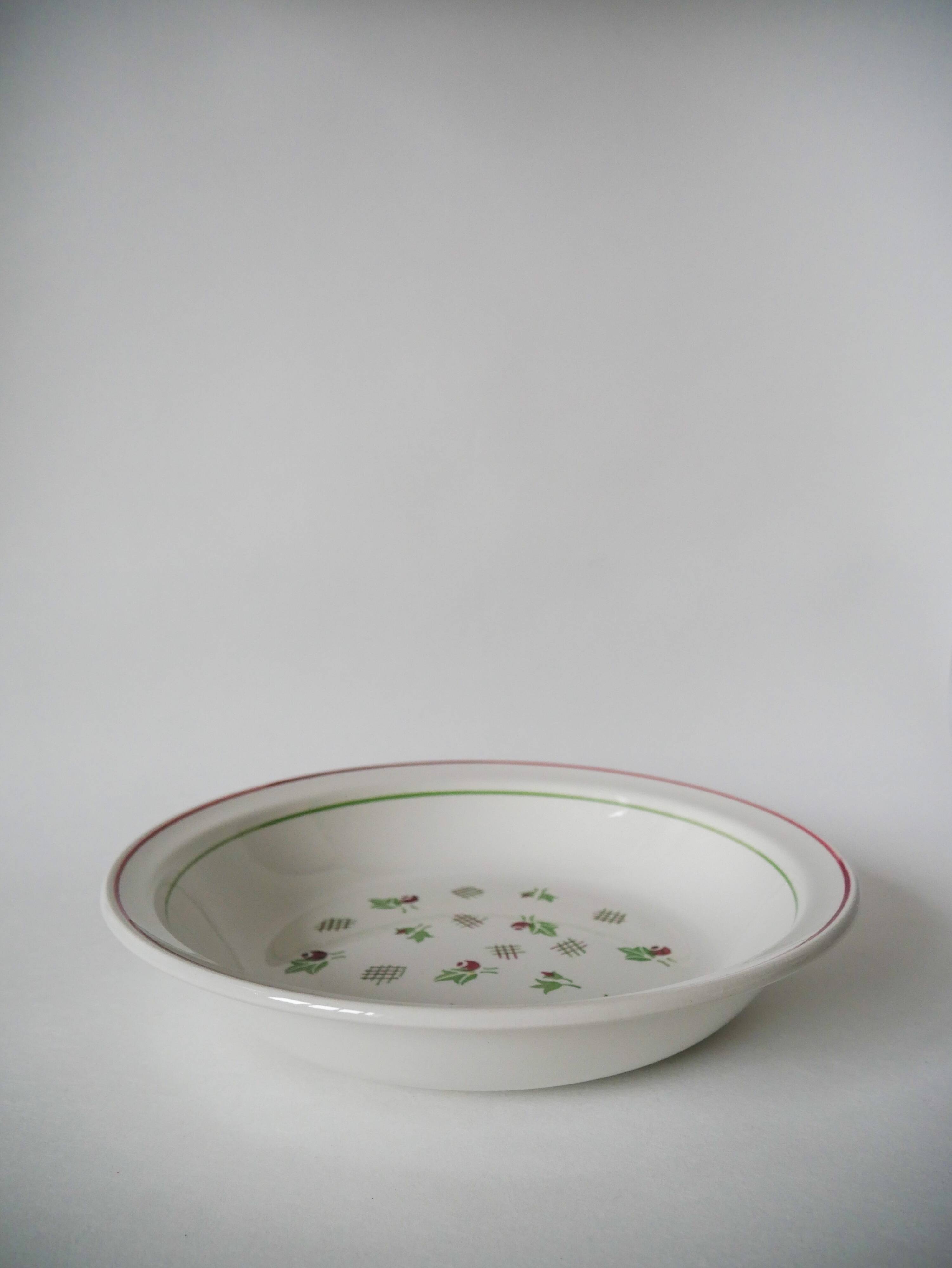 Digoin Sarreguemines hollow dish pink and green 1940