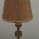 French Mid Century Brass Boulotte 2 Light Table Lamp Brown Shade