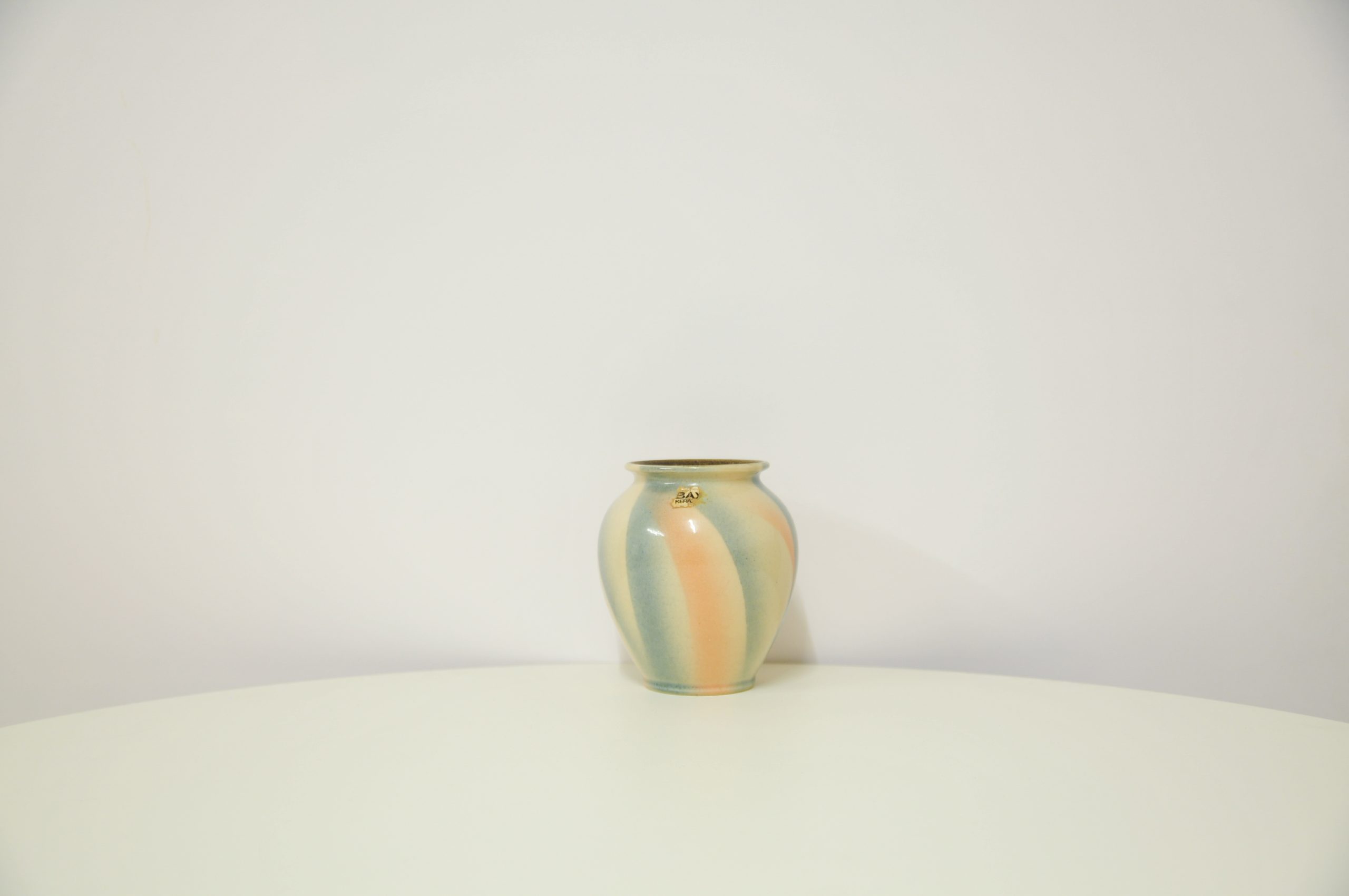 Vintage vase beige & blue & pink West Germany Bay