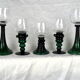 Set of 5 green römer glasses engraved with vine pattern - Bavarian crystal - 70s / 80s