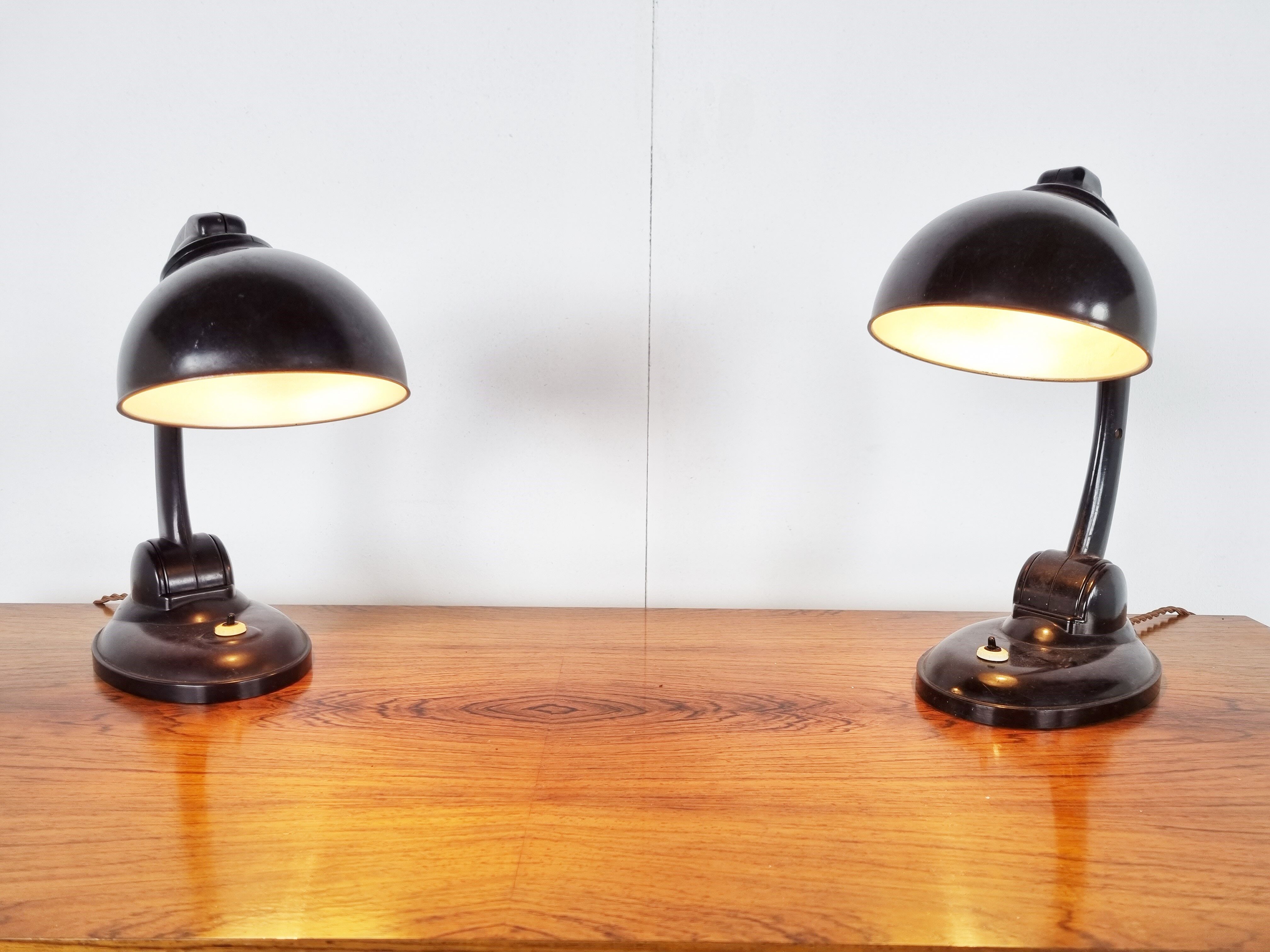 Pair of bakelite 11126 Table Lamps by Eric Kirkman Cole, 1930s