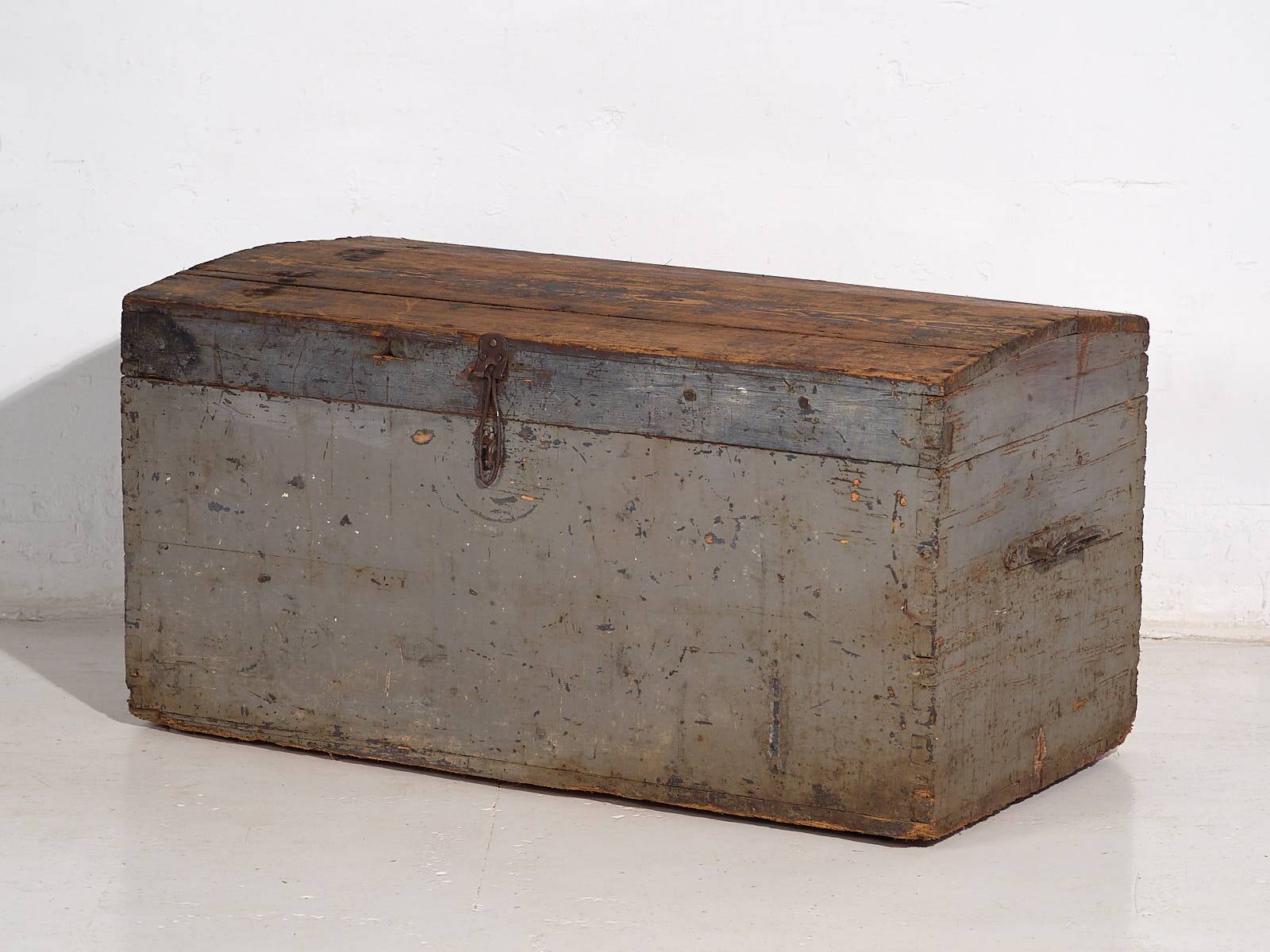 Antique silver-grey solid wood chest (circa 1920) #20