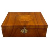 Biedermeier Jewelry Box in Cherry Wood, Ash & Brass, Southern Germany, 1820s