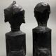 Pair of wooden statuettes sculptures of african couple 1960