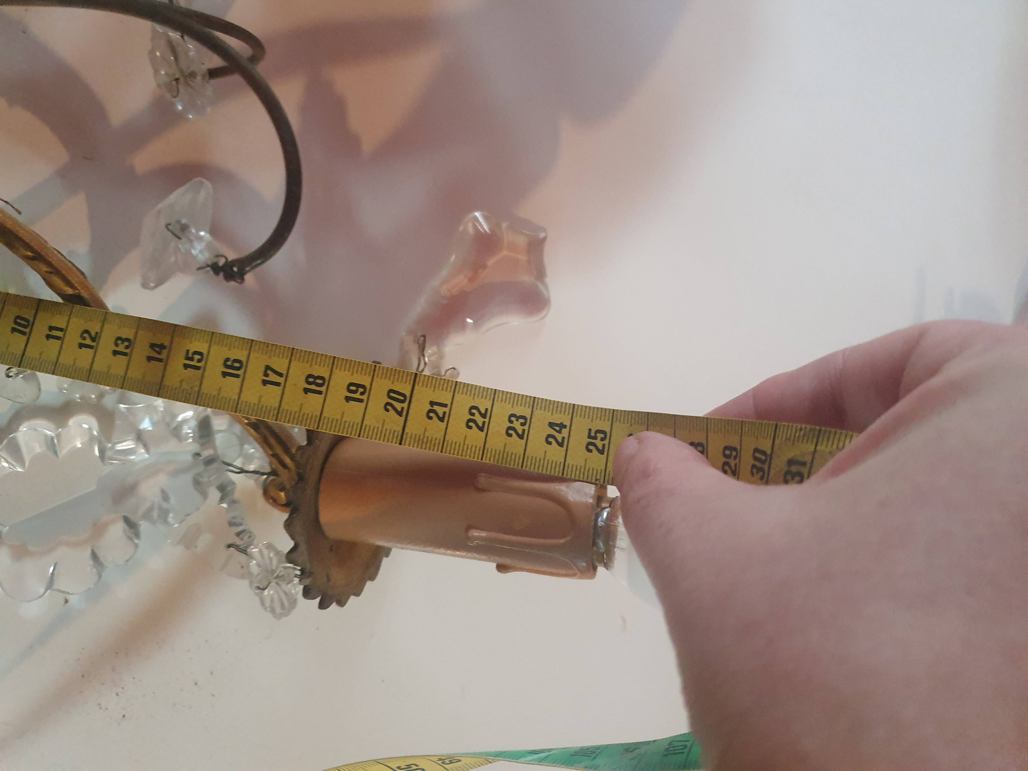 Pair of golden wall lights with vintage glass tassels