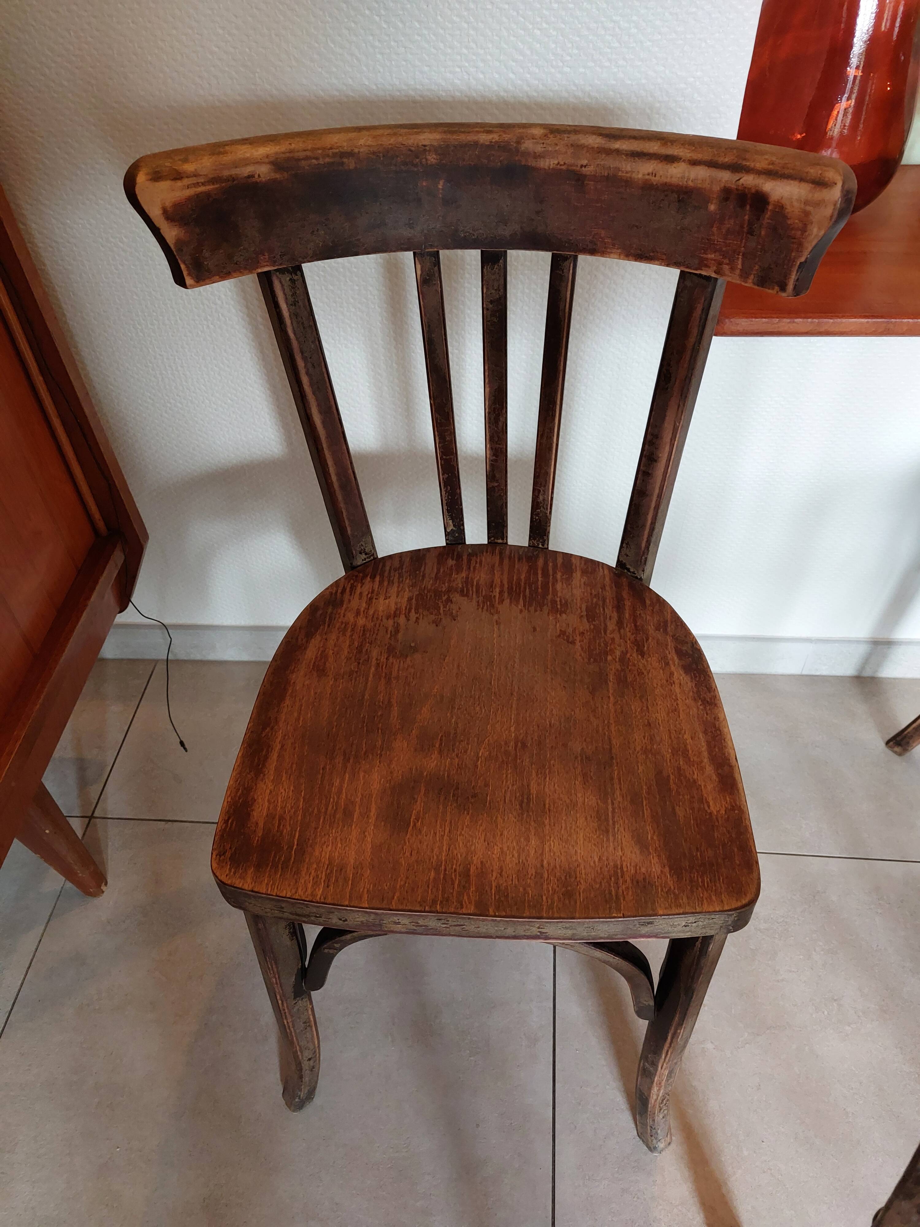 4 dark Luterma bistro chairs, sanded. Painting possible.
