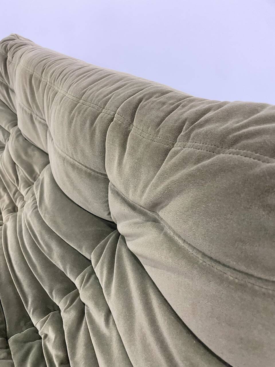 Vintage 2 and 3 seater green velvet togo set