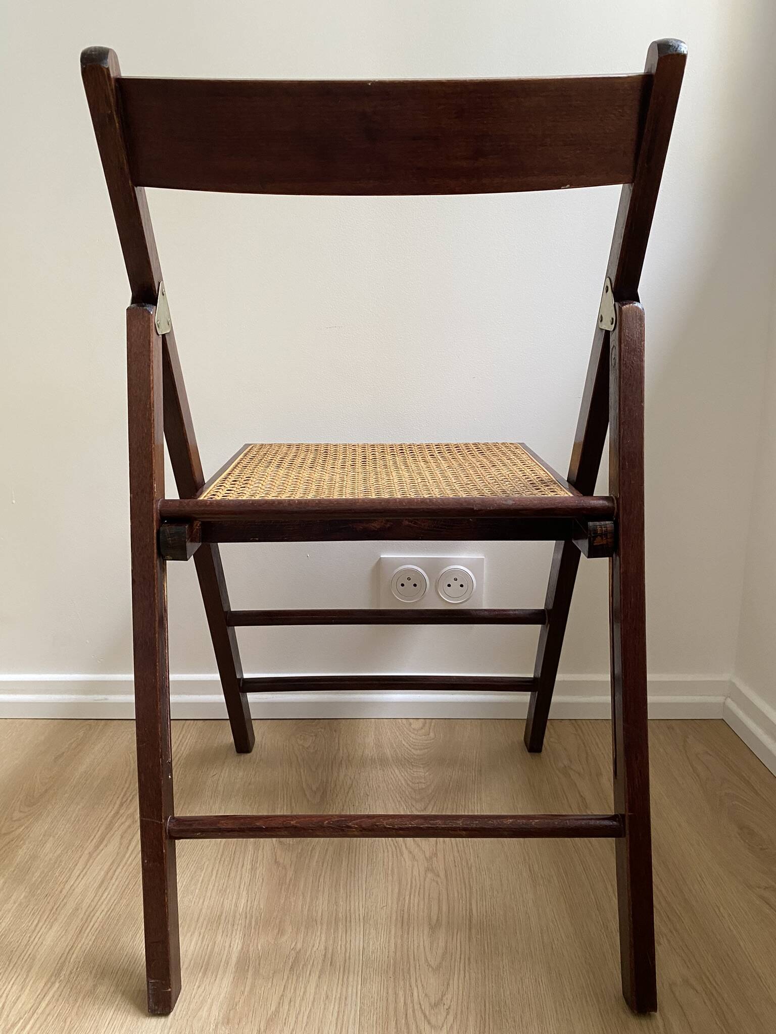 Folding chair occasional chair vintage wooden office chair with cane seat