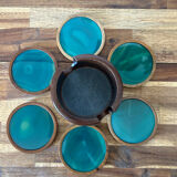 Green agate coasters 80s