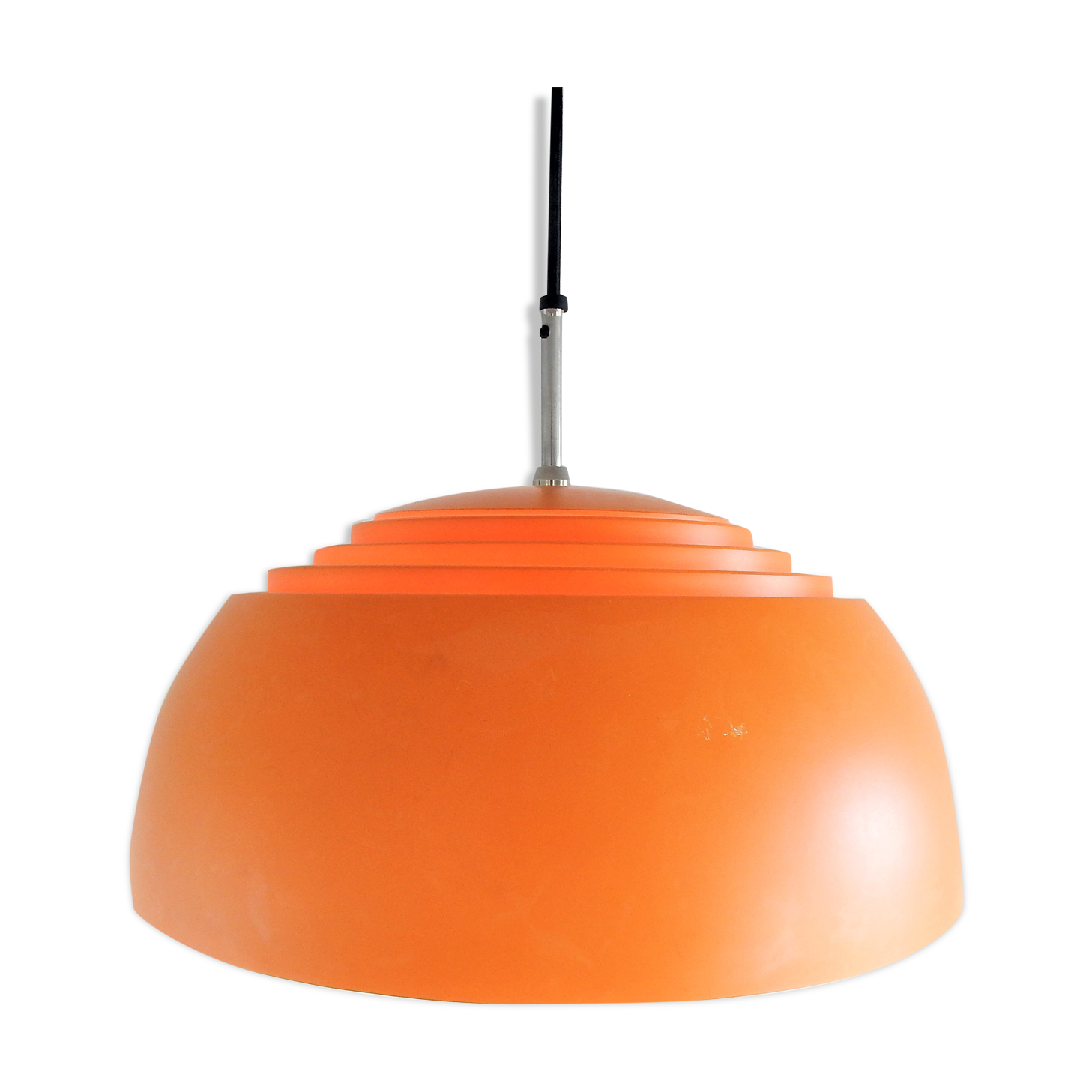 Swedish orange metal and glass pendant lamp by Hans-Agne Jakobsson, 1970s