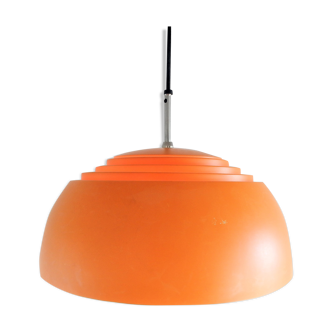 Swedish orange metal and glass pendant lamp by Hans-Agne Jakobsson, 1970s