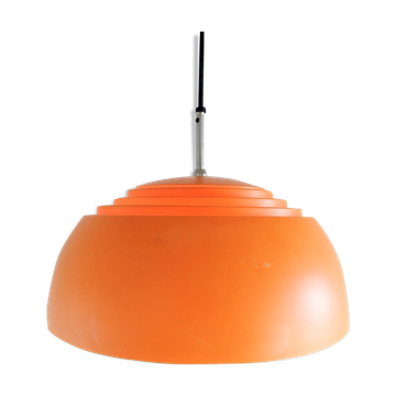 Swedish orange metal and glass pendant lamp by Hans-Agne Jakobsson, 1970s