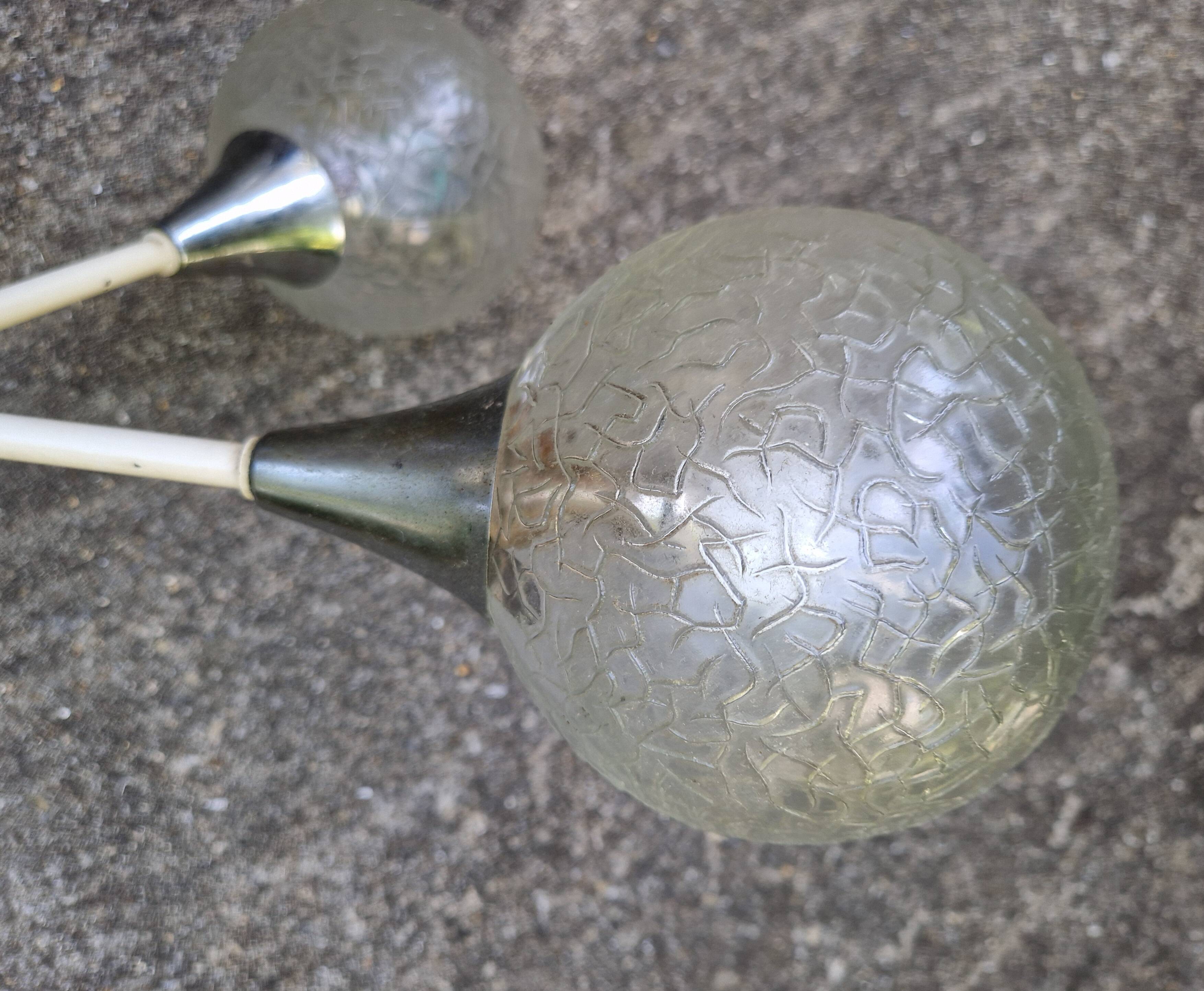 Lustre 5 feux Space Age en verre et métal chromé