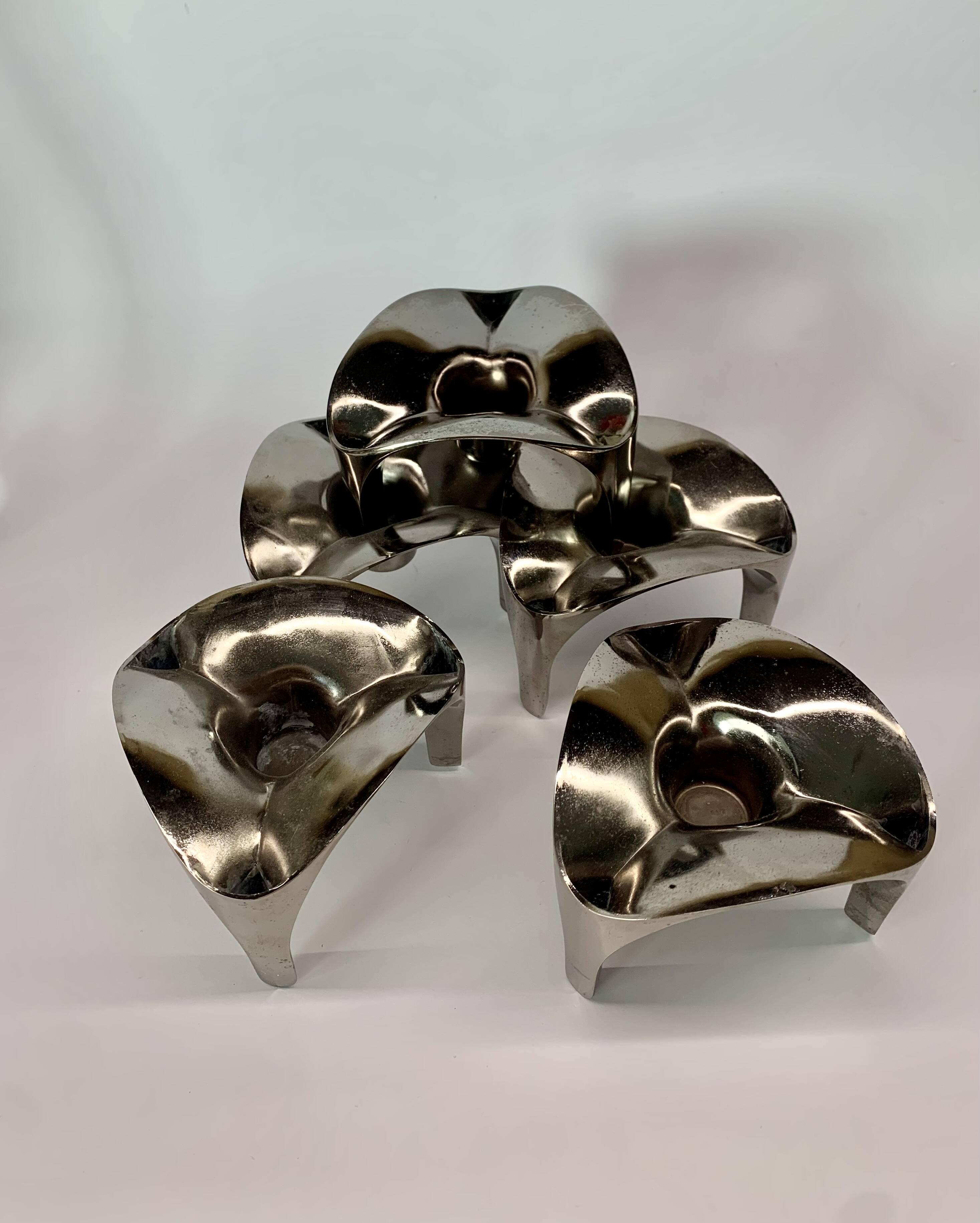 Stackable Candleholder set of 5, Germany 1970s