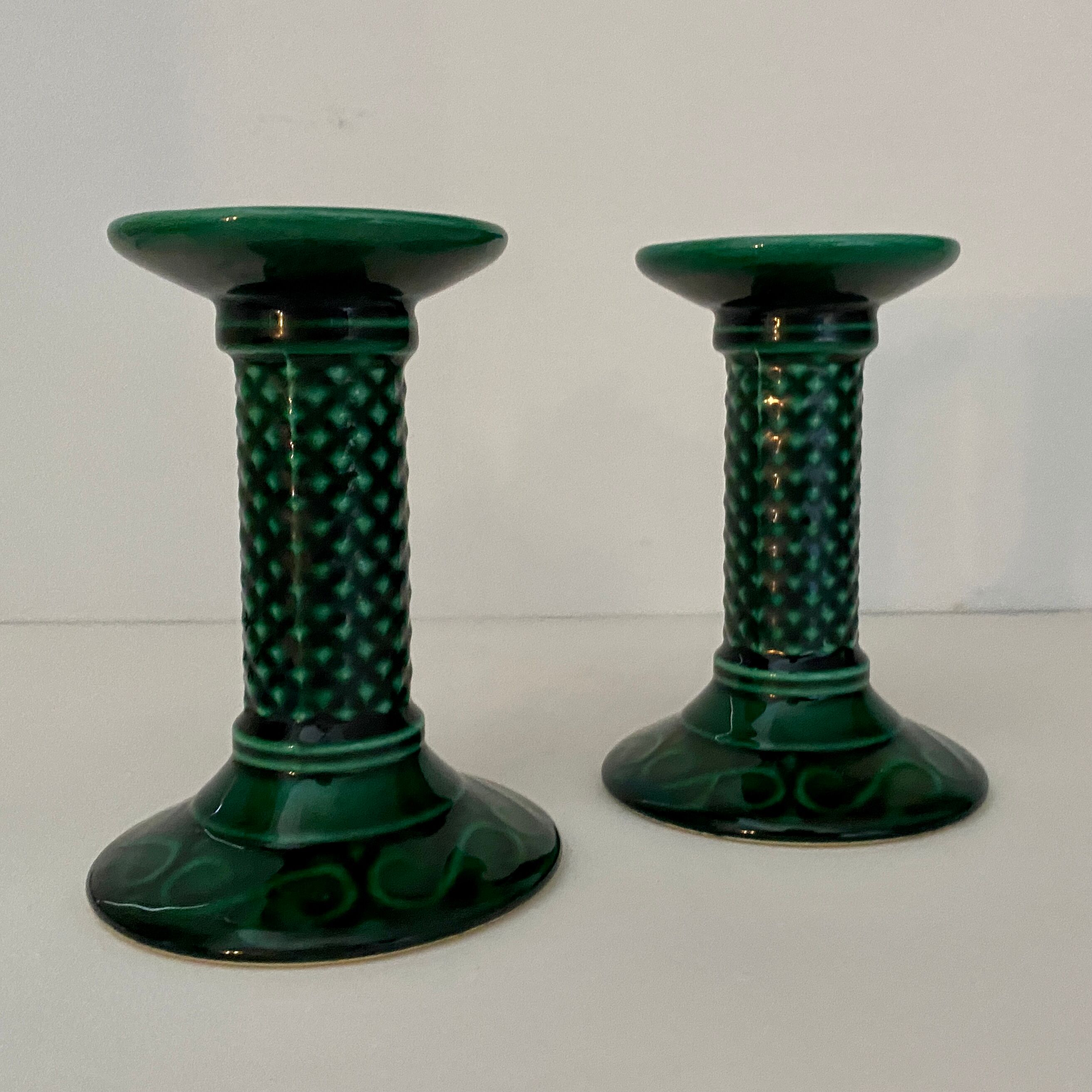 Pair of vintage art deco ceramic candle holders