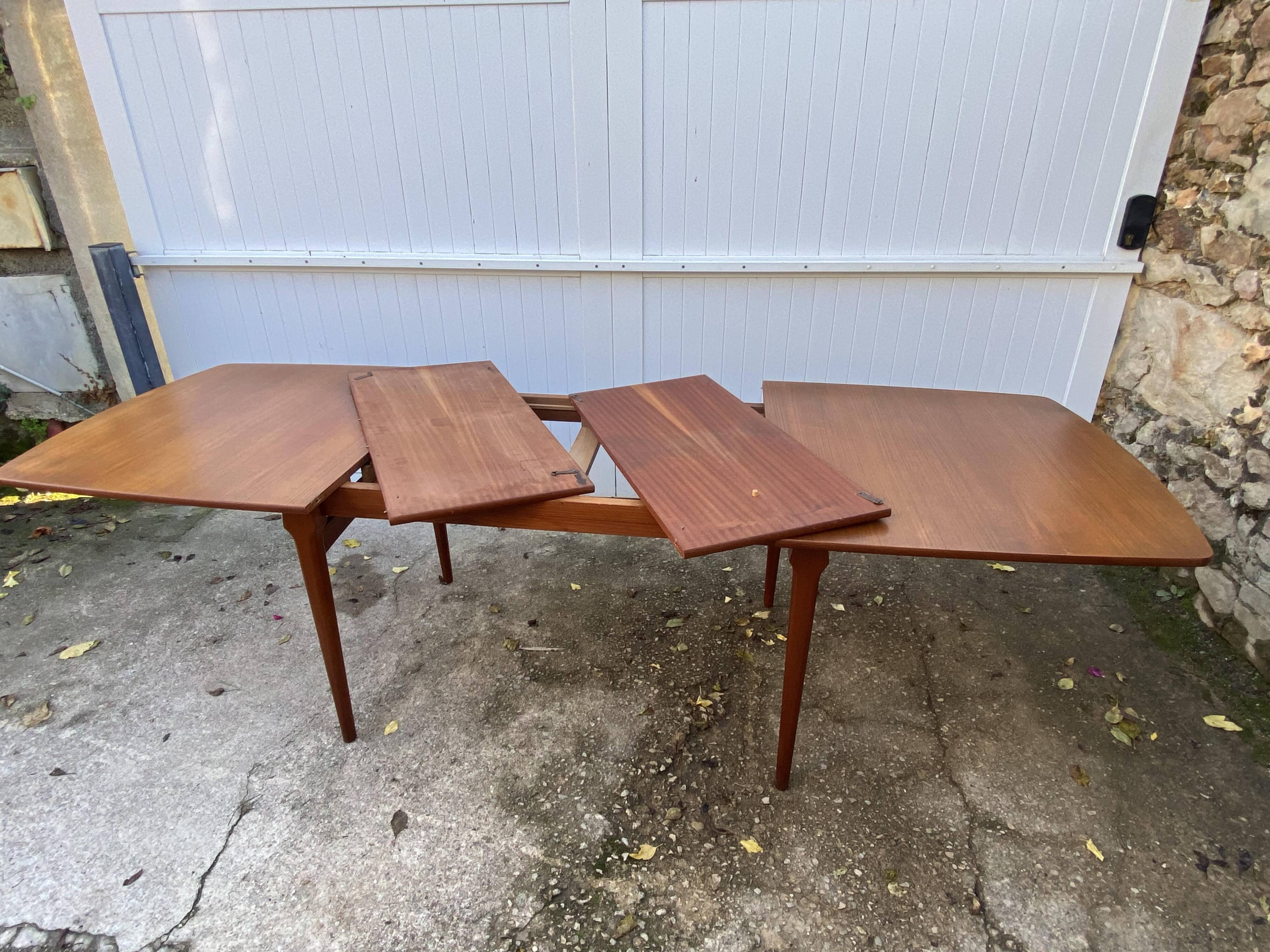 Extendable table 2 Scandinavian teak extensions 165/207/249 x 91cm vintage an60