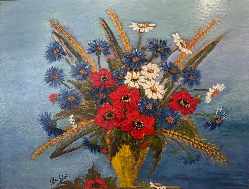 Still life with bouquet of flowers - Oil on signature panel to identify. XXth