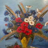 Still life with bouquet of flowers - Oil on signature panel to identify. XXth
